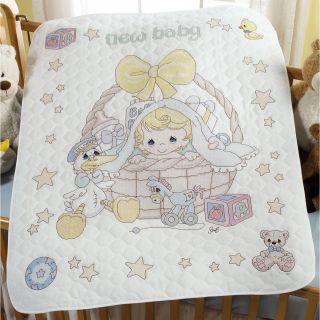 Moments Crib Cover Stamped Cross Stitch Kit 34x43