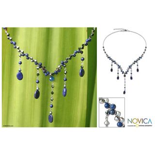 Stainless Steel Blue Empress Lapis Lazuli Necklace (Thailand