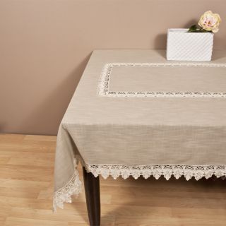 Saro Taupe Lace Trimmed Tablecloth Today $99.99   $109.99