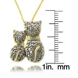 14k Gold over Silver Diamond Accent Cat Necklace