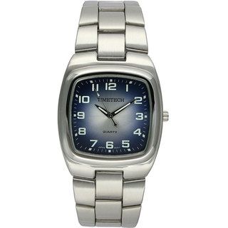 Timetech Mens Square Blue Dial Silvertone Bracelet Watch