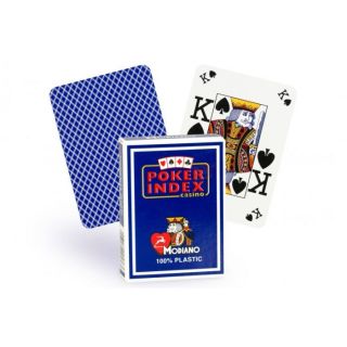Cartes Poker Index 100% plastique (bleu)   Jeu de 52 cartes Modiano