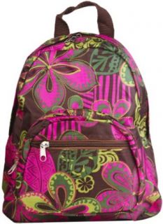 Green and Pink Floral Backpack Purse Bag Clothing