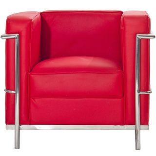 Le Corbusier Style LC2 Genuine Red Leather Armchair