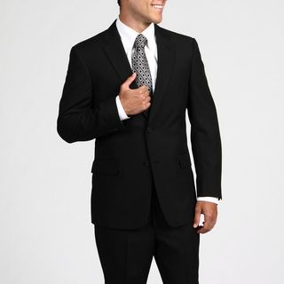 Tommy Hilfiger Mens Trim Fit Black Pinstripe 2 button Wool Suit