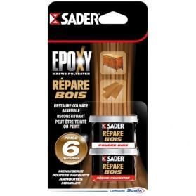 Colle époxy répare bois   94 g de SADER. Respecter les précautions