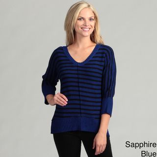 Cable & Gauge Womens Striped Dolman Sleeve Sweater Top