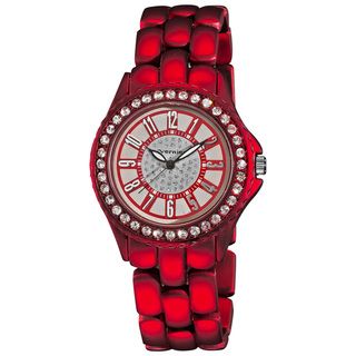 Vernier Womens Fashion Red Soft touch Dazzling Dial Bracelet Watch