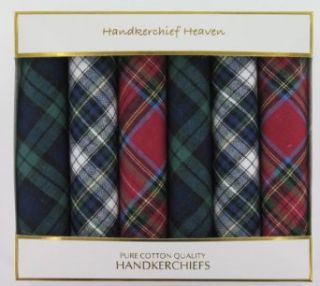 Six Assorted Red/Green/Blue Tartan Handkerchiefs (HH84