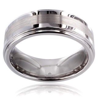 Mens Tungsten Carbide Matte Finish Center Ring (8 mm)