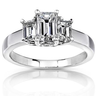 14k White Gold 1 1/4ct TDW Emerald cut Diamond Engagement Ring (H I