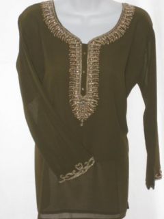 Ladies Multi Color Stone Embroidered Shirt Blouse Tunic