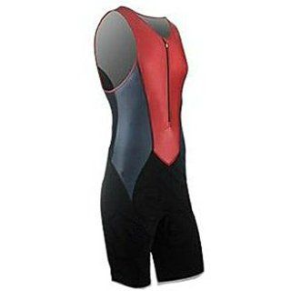 Astek Mens Black and Red Premium Triathlon Singlet Skin