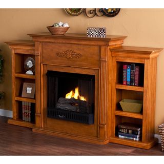 Dublin Glazed Pine Gel Fuel Fireplace with Bookshelves