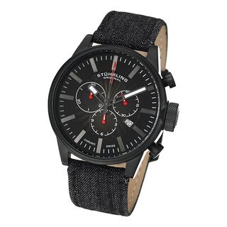 Stuhrling Original Mens Concorso Sport Quartz leather Strap Watch