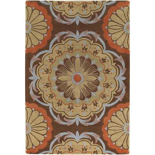 Hand tufted Dharima Brown/ Orange New Zealand Wool Rug (79 x 106