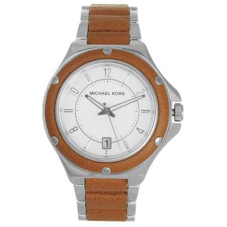 Michael Kors Mens Casual Grey Dial Leather Accent Watch