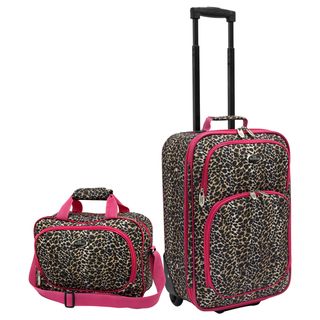 Traveler Pink Leopard Fashion 2 piece Carry on Luggage Set
