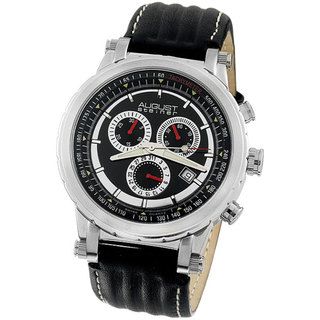 August Steiner Mens Black Strap Quartz Chronograph Watch