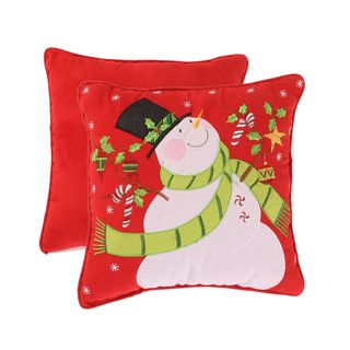 Holiday Snowman 12 inch Corded Accent Pillow