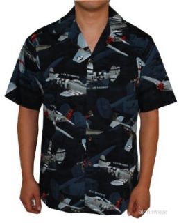 US Navy Bombers Hawaiian Aloha Shirt , 2XL, BLACK