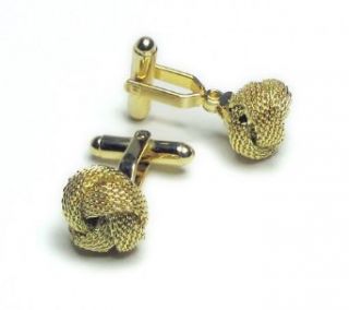 GOLD Colored Mens Cuff Links. Traditional double knot