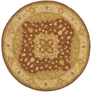 Handmade Heritage Medallion Rust/ Gold Wool Rug (6 Round)
