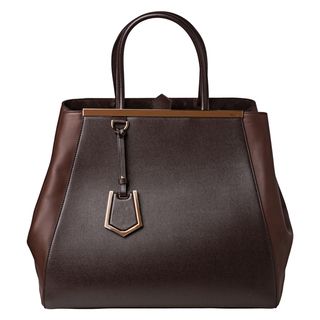 Fendi 2Jours Large Brown Vitello/ Saffiano Leather Shopper Bag