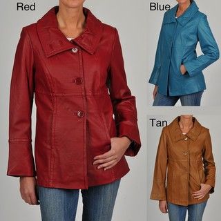 Excelled Womens Leather Shawl Collar Jacket
