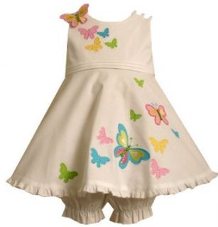 Bonnie Baby Woven Sundress with Butterfly Appliques, White