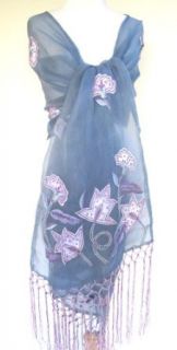 Layla Floral Velvet Appliquéd Sheer Silk Wrap Shawl