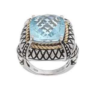 Oro Leoni Sterling Silver Blue Topaz Ring (Size 7)