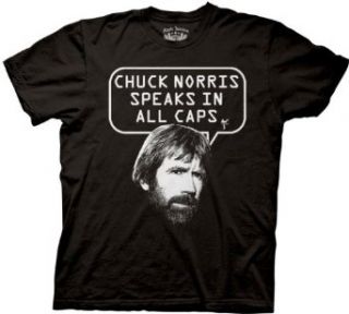 Chuck Norris Speaks In All Caps Black Adult T shirt Tee