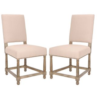 Bexley Beige Linen Nailhead Side Chairs (Set of 2)