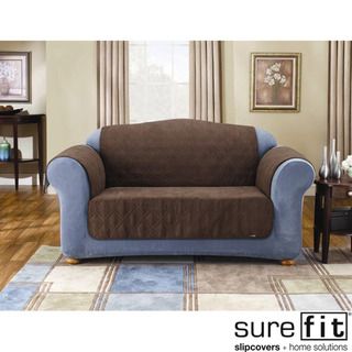 Sure Fit Quilted Suede Chocolate Loveseat Pet Throw
