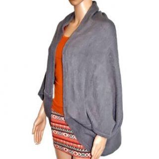 Gray Sweater Knit Shrug Shawl Sleeve Wrap Clothing