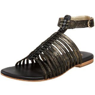 Womens Jonah Ankle Strap Sandal,Gold on Black Crackle,10 M US Shoes