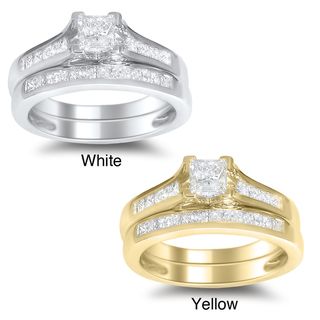 14k White or Yellow Gold 1 1/2 Carat TDW Princess cut Diamond Bridal