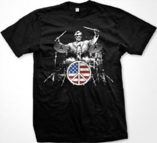 Rock and Roll 101 Mens T shirt, Lincoln Playing Drum Set