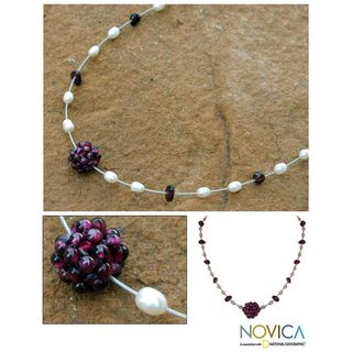 Pearl and Garnet Caviar Necklace (Thailand)