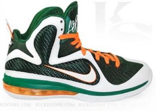 Nike Mens Lebron 9 Miami Hurricane Style # 469764 102 size 13 Shoes