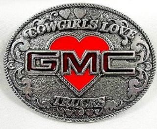 Cowgirls Love GMC Trucks (Red) Enamel Pewter Buckle