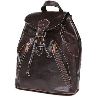 Espresso Brown Leather Backpack (Morocco)