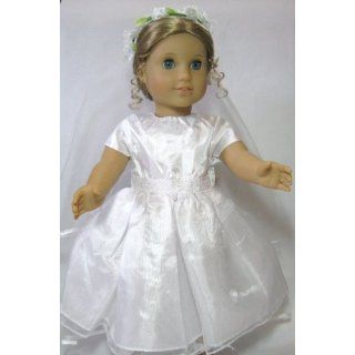 Communion Dress with Veil and Shoes. Fits 18 Dolls like American Girl