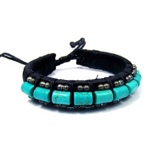 Charming Turquoise Rolls Leather Bracelet (Thailand)