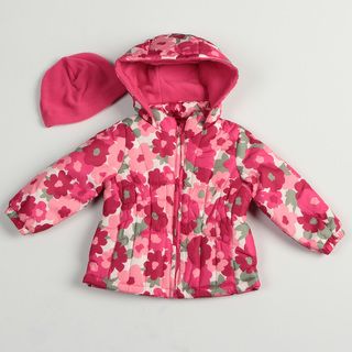 Osh Kosh Toddler Girls Pink Floral Bubble Jacket