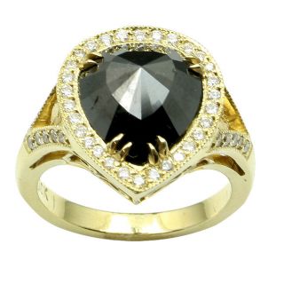 18k Yellow Gold 4 1/10ct TDW Black and White Diamond Ring (F, VS2