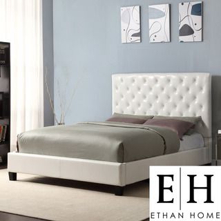 ETHAN HOME Sophie White Vinyl Tufted Full size Platform Bed