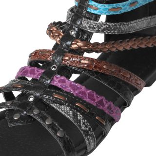 Journee Collection Girls Elrio 2s Reptile Print Gladiator Sandals