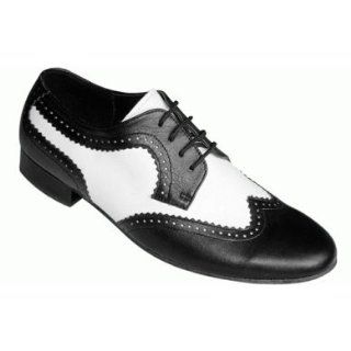 Featherlite Mens Tom Black and White Spat Dance Shoe